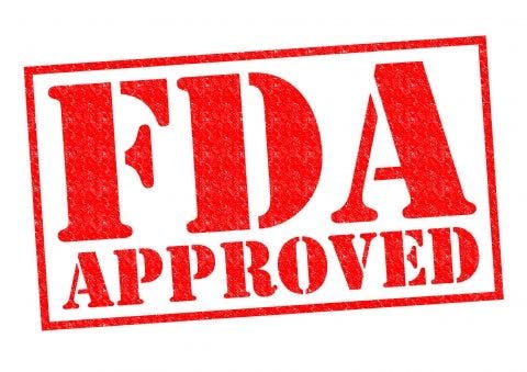 FDA approved red stamp on white background