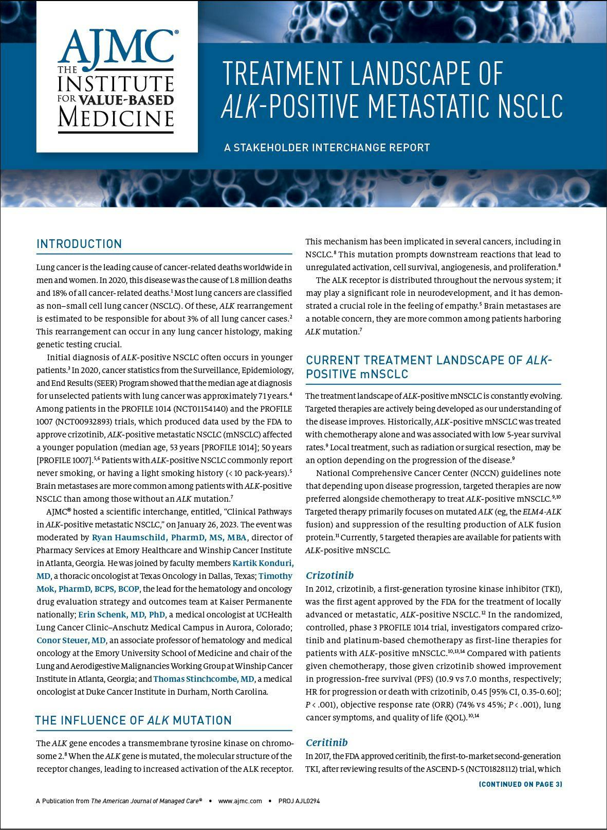 Treatment Landscape of  ALK-positive Metastatic NSCLC: A Stakeholder Interchange Report