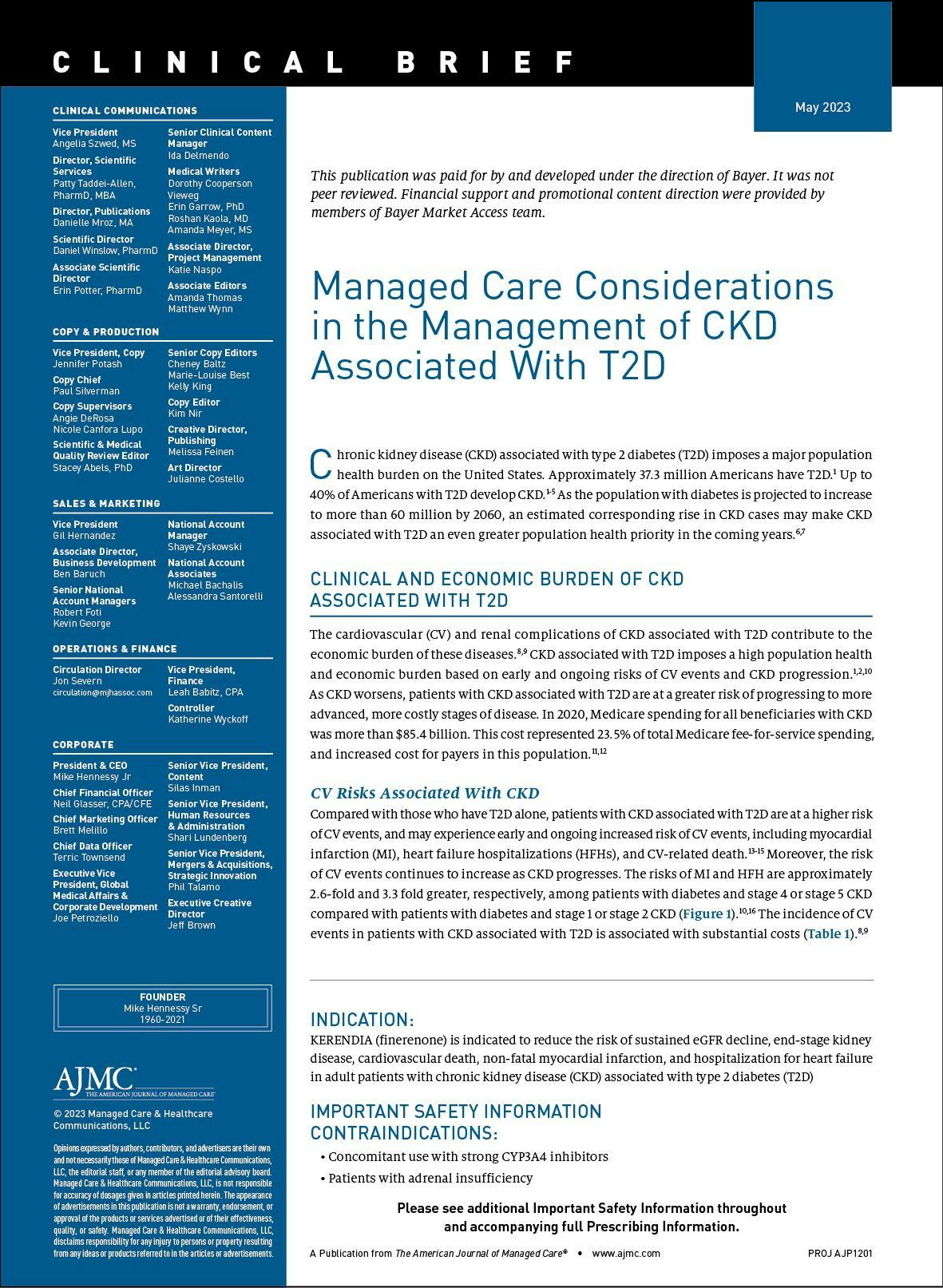 Managed Care Considerations in the Management of CKD Associated With T2D