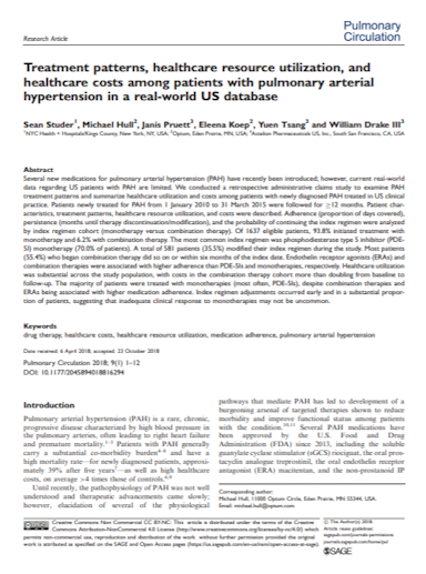Treatment Patterns, Healthcare Resource Utilization, and Healthcare Costs among Patients with Pulmonary Arterial Hypertension in a Real-World US Database